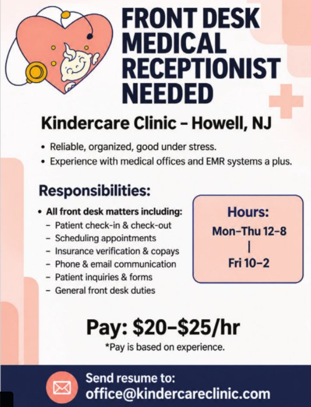 Seeking: Front Desk Medical Receptionist